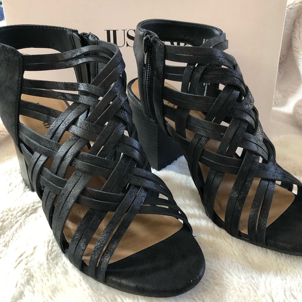NEW JustFab Black Sandals/Booties